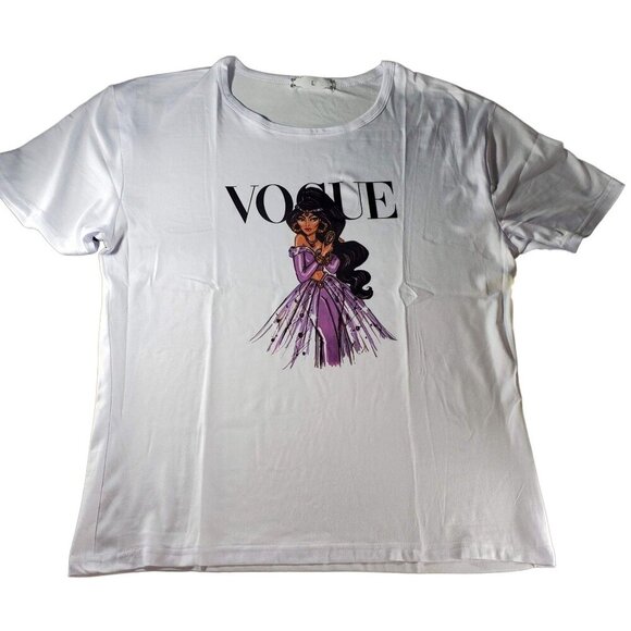Jasmine Princess Knit Blouse Aladdin Short Sleeve Tee Shirt Graphic Top - Picture 1 of 9